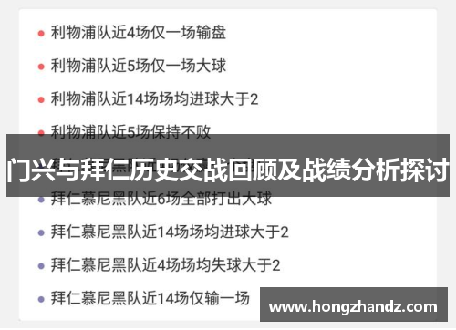 门兴与拜仁历史交战回顾及战绩分析探讨